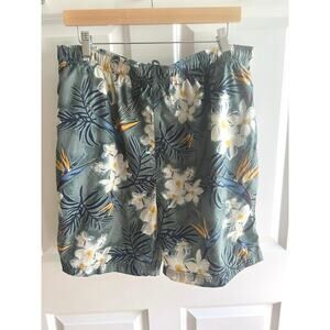 XL Swim Trunks Men’s Tropical Floral‎ Board Shorts Green Mesh Lined Summer Beach